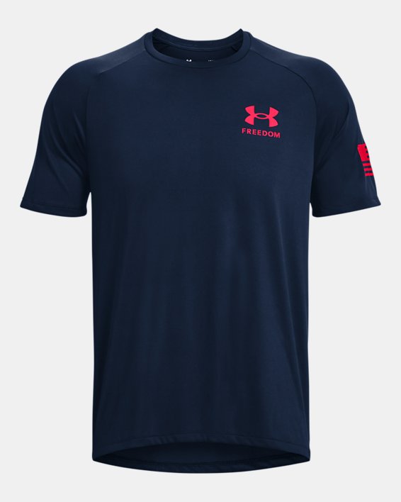 Men's UA Tech™ Freedom Short Sleeve T-Shirt, Blue, pdpMainDesktop image number 4